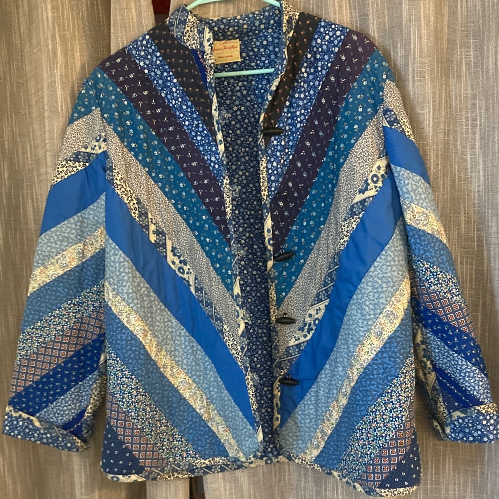 Blue Patchwork Quilted Jacket - Women's - image 1